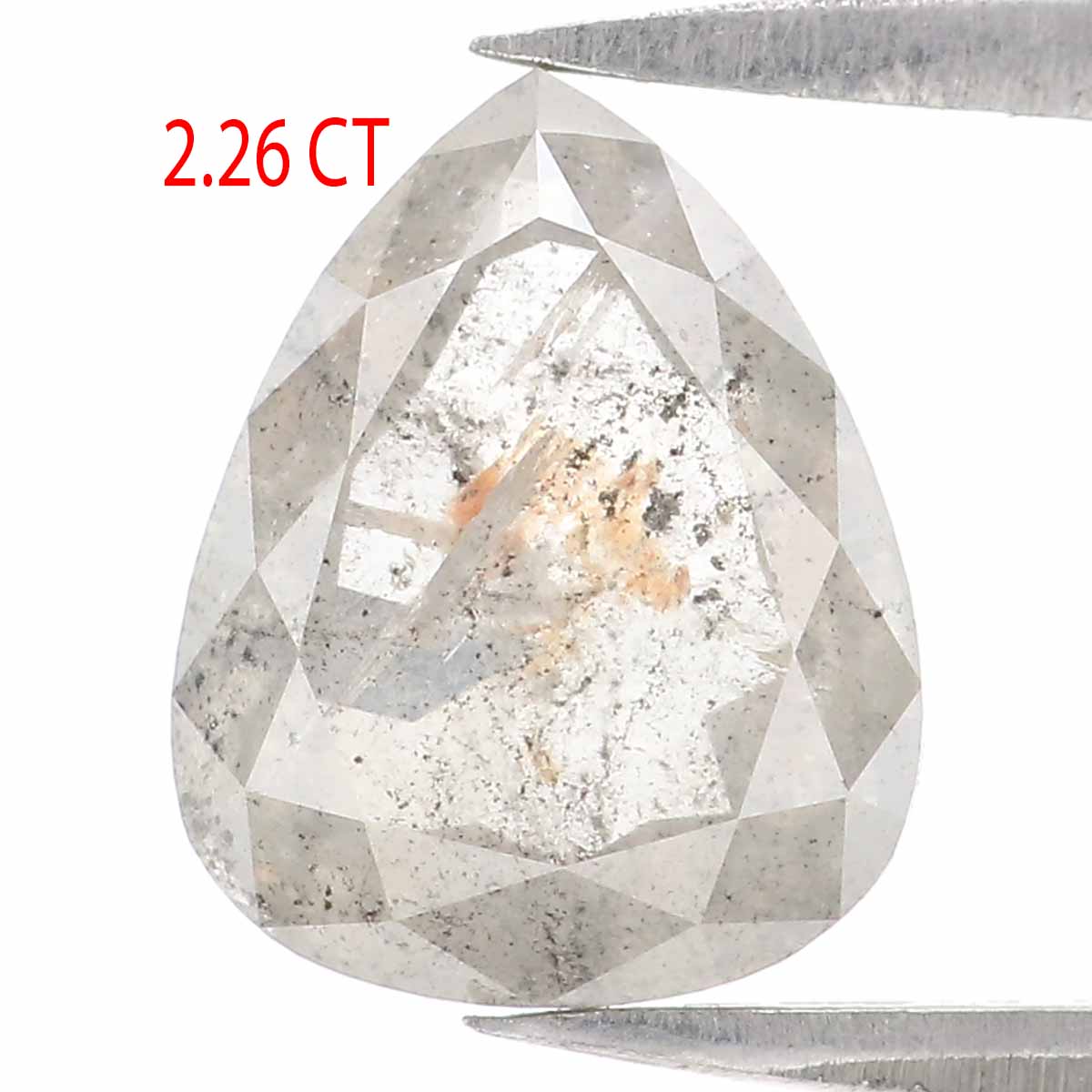2.26 CT Natural Loose Pear Diamond Grey Color Pear Cut Diamond 9.30 MM Natural Loose Salt And Pepper Diamond Pear Rose Cut Diamond QL2489