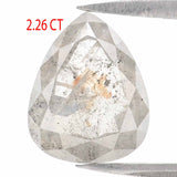 Natural Loose Pear Salt And Pepper Diamond Grey Color 2.26 CT 9.28 MM Pear Shape Rose Cut Diamond KDL2489