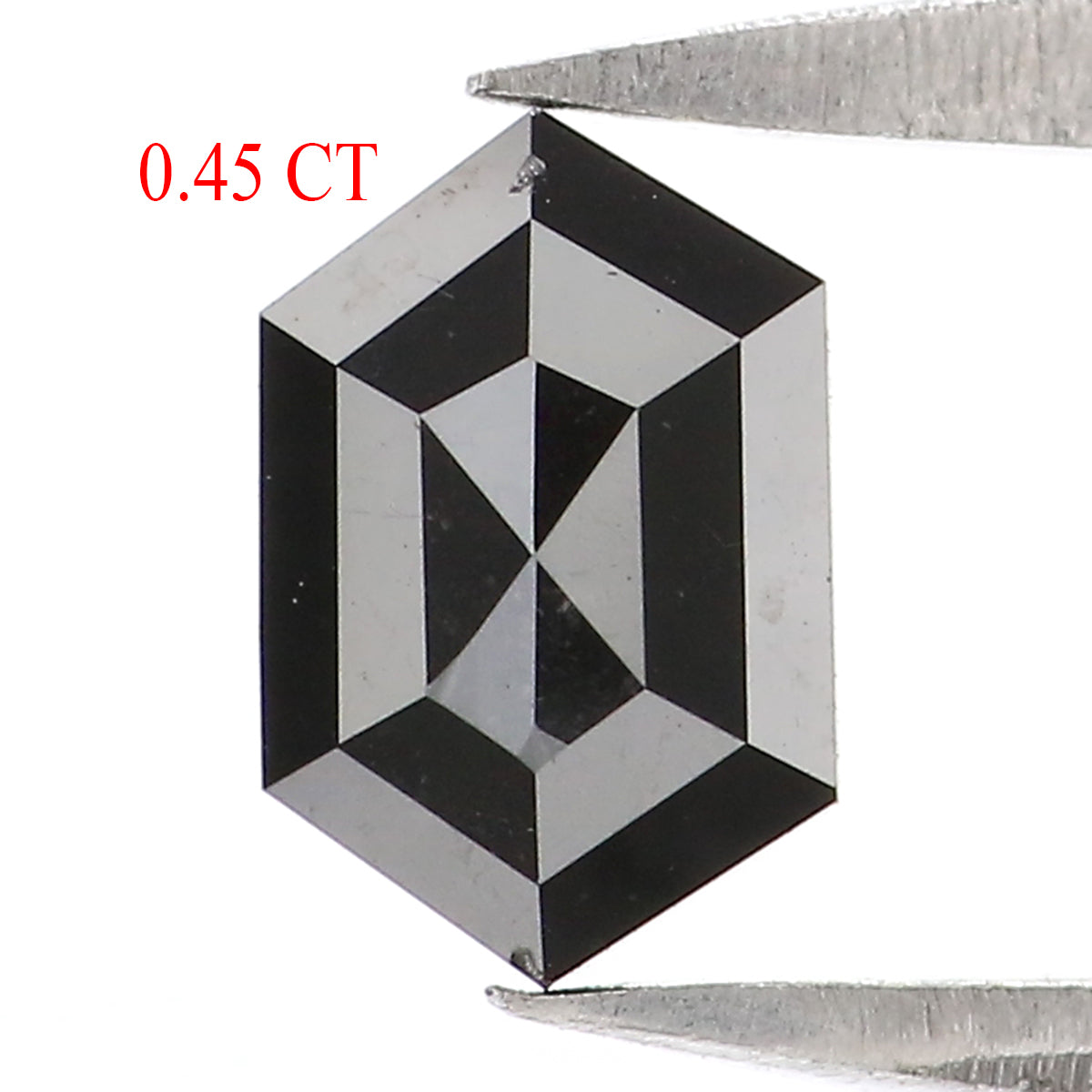 0.45 CT Natural Loose Hexagon Shape Diamond Black Color Hexagon Diamond 6.35 MM Natural Loose Black Color Hexagon Rose Cut Diamond KQ2640
