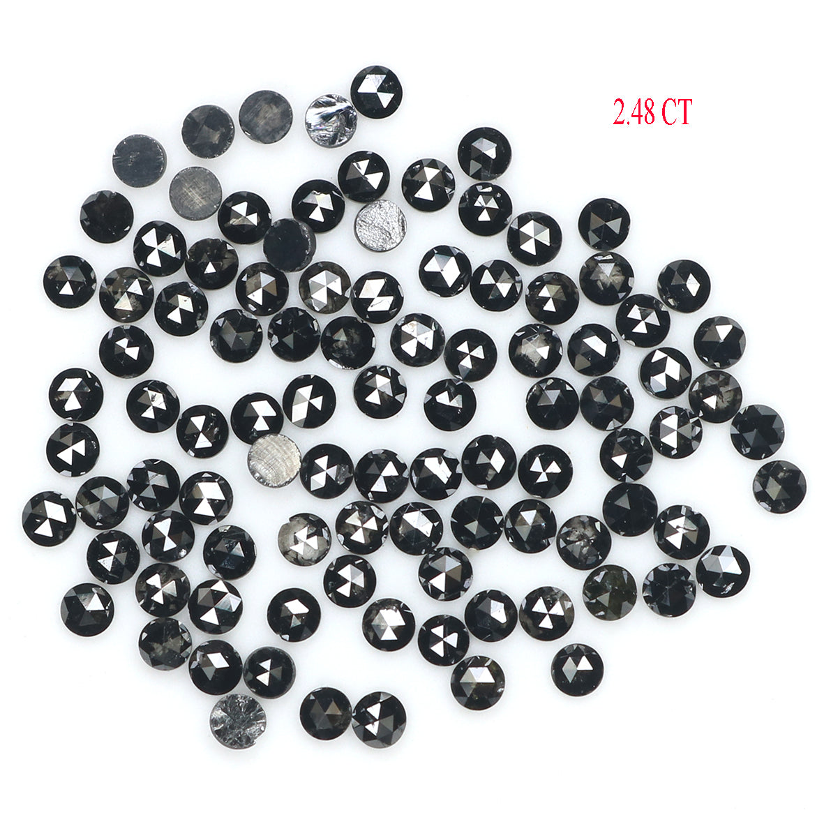 2.48 CT Natural Loose Round Rose Cut Diamond Black Color Round Shape Diamond 1.80 MM Natural Loose Black Color Round Rose Cut Diamond LQ1880