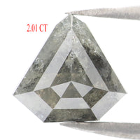 Natural Loose Shield Grey Color Diamond 2.01 CT 8.40 MM Shield Shape Rose Cut Diamond L8223