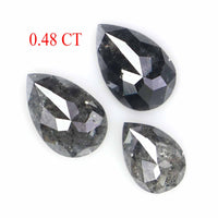 Natural Loose Pear Diamond, Salt And Pepper Pear Diamond, Natural Loose Diamond, Pear Rose Cut Diamond, 0.48 CT Pear Cut Diamond KR2645
