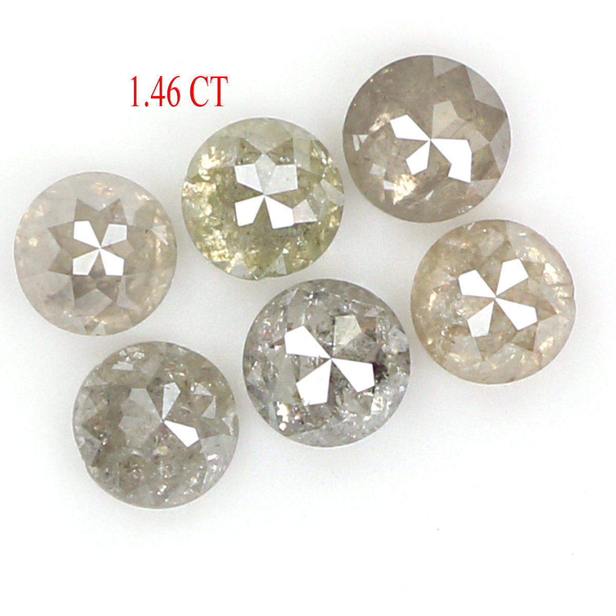 Natural Loose Round Rose Cut Grey Color Diamond 1.46 CT 3.50 MM Round Rose Cut Diamond L1775