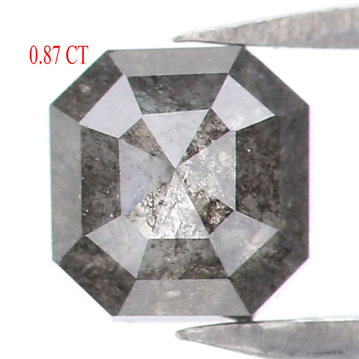 0.87 CT Natural Loose Radiant Shape Diamond Salt And Pepper Radiant Cut Diamond 4.90 MM Natural Black Grey Radiant Rose Cut Diamond LQ5859