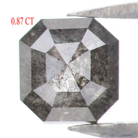 Natural Loose Radiant Salt And Pepper Diamond Black Grey Color 0.87 CT 4.90 MM Radiant Shape Rose Cut Diamond L5859