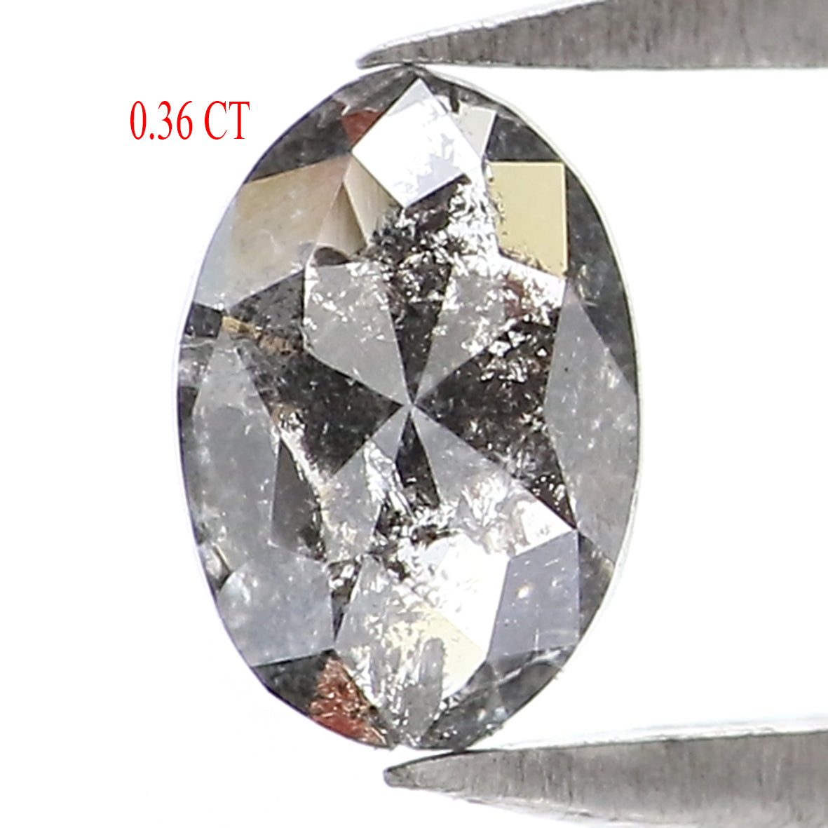 Natural Loose Oval Salt And Pepper Diamond Black Grey Color 0.36 CT 5.60 MM Oval Shape Rose Cut Diamond KR2484