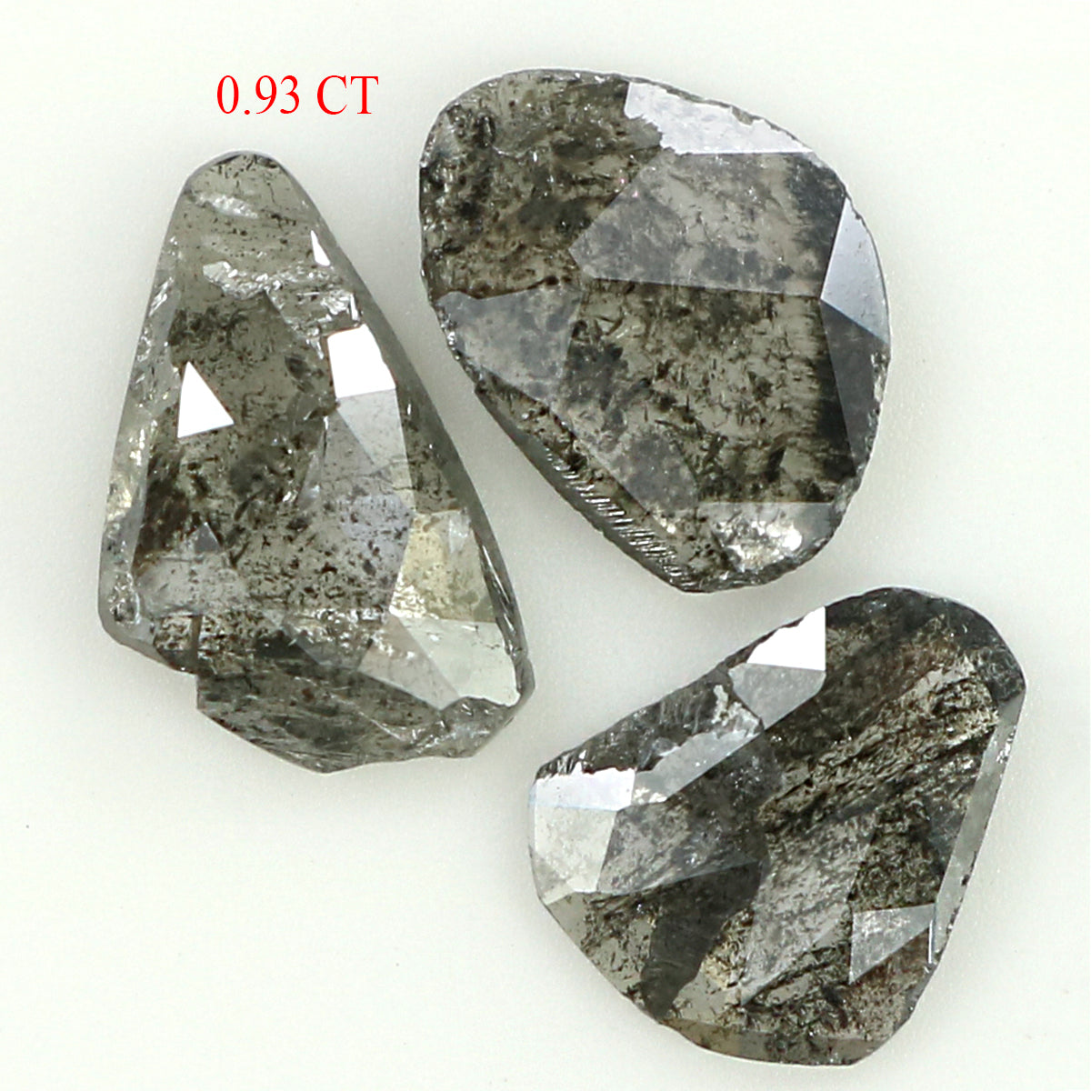 Natural Loose Slice Salt And Pepper Diamond Black Grey Color 0.93 CT 5.65 MM Slice Shape Rose Cut Diamond L1480