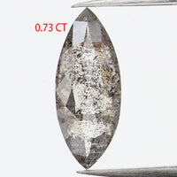 0.73 Ct Natural Loose Diamond, Marquise Diamond, Salt And Pepper, Black Diamond, Gray Diamond, Polished Diamond, Rose Cut Diamond, KDL780
