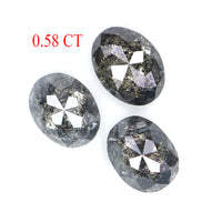 Natural Loose Oval Diamond, Salt And Pepper Oval Diamond, Natural Loose Diamond, Oval Rose Cut Diamond, 0.58 CT Oval Shape Diamond L2756