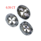 Natural Loose Oval Diamond, Salt And Pepper Oval Diamond, Natural Loose Diamond, Oval Rose Cut Diamond, 0.58 CT Oval Shape Diamond L2756