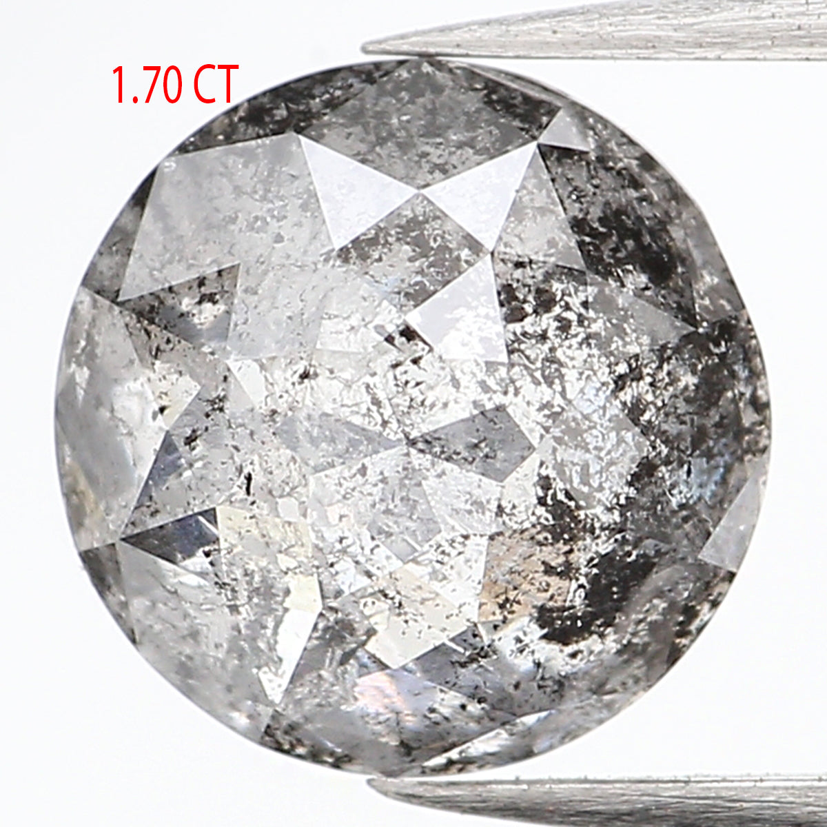 1.70 Ct Natural Loose Round Rose Cut Diamond Black Grey Color Rose Cut Diamond 7.30 MM Natural Loose Salt And Pepper Rose Cut Diamond QL882