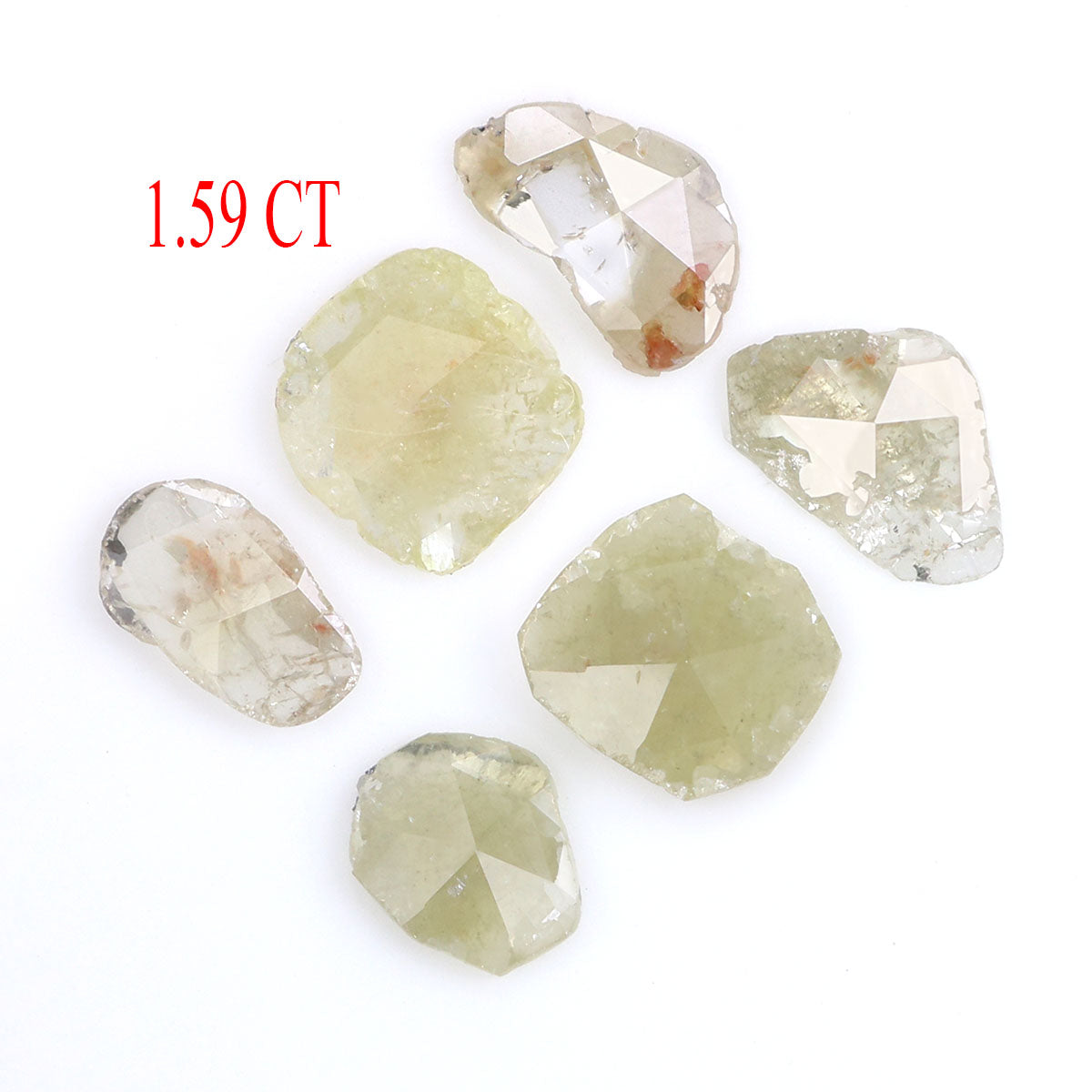 1.59 CT Natural Loose Slice Shape Diamond Yellow Color Slice Cut Diamond 5.25 MM Natural Loose Grey Color Slice Irregular Cut Diamond LQ2236