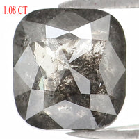 Natural Loose Cushion Salt And Pepper Diamond Black Grey Color 1.08 CT 5.80 MM Cushion Shape Rose Cut Diamond L1291