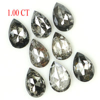 Natural Loose Pear Salt And Pepper Diamond Black Grey Color 1.00 CT 4.00 MM Pear Shape Rose Cut Diamond KDL1317