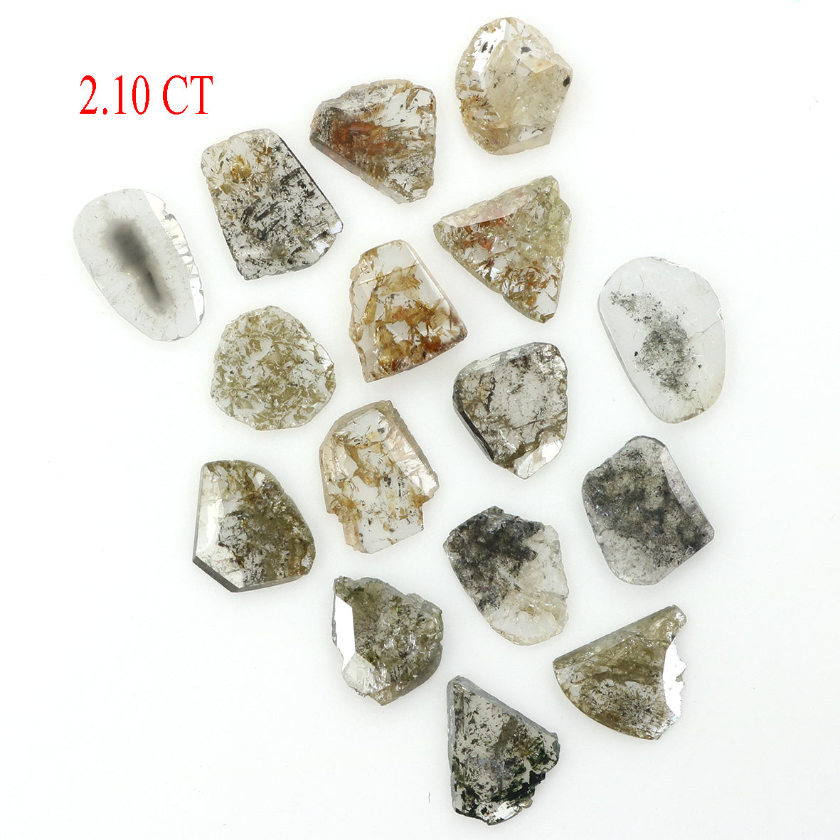2.10 Ct Natural Loose Slice Shape Diamond Salt And Pepper Slice Cut Diamond 4.80 MM Natural Black Grey Diamond Irregular Cut Diamond LQ1737