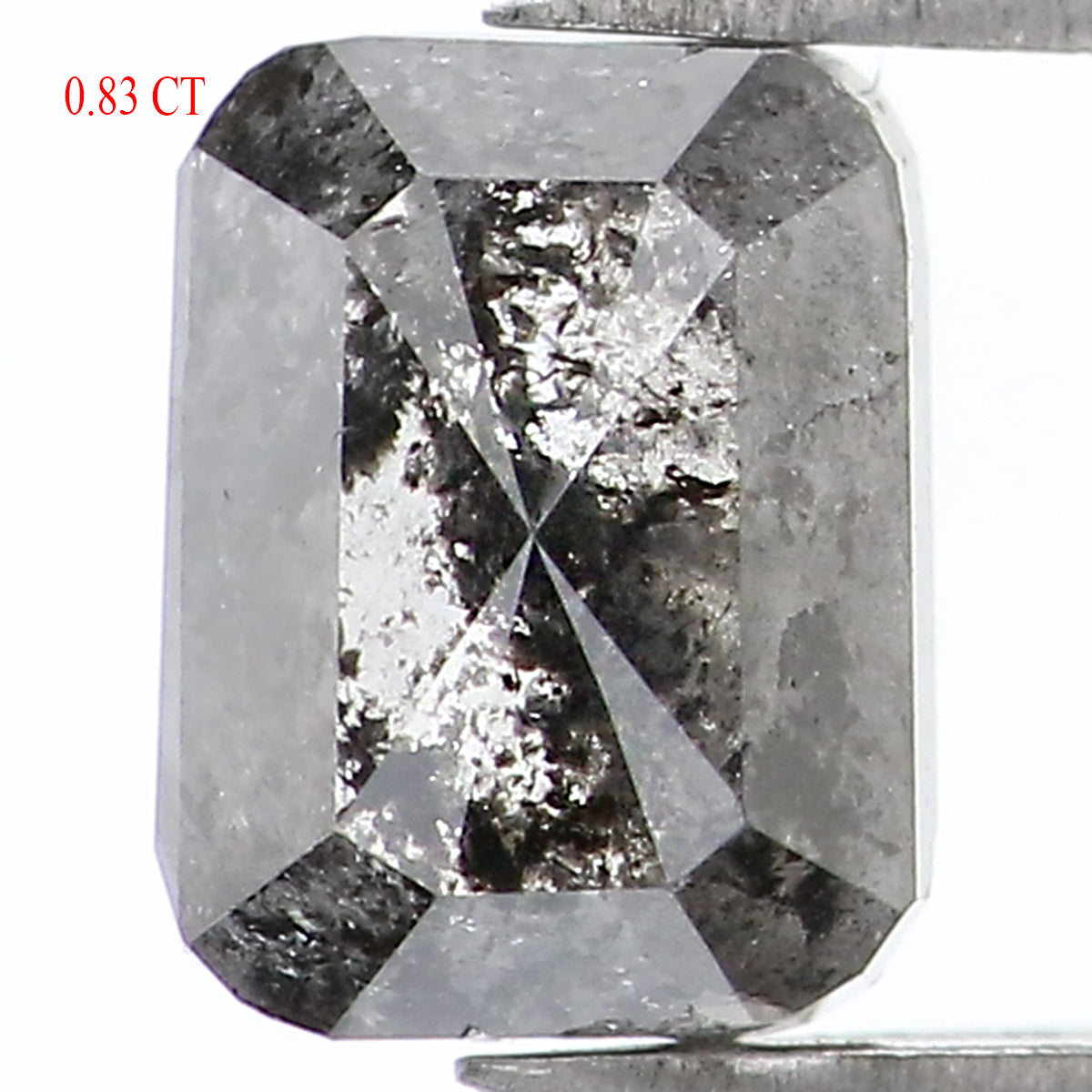 Natural Loose Emerald Salt And Pepper Diamond Black Grey Color 0.83 CT 5.75 MM Emerald Shape Rose Cut Diamond L1760