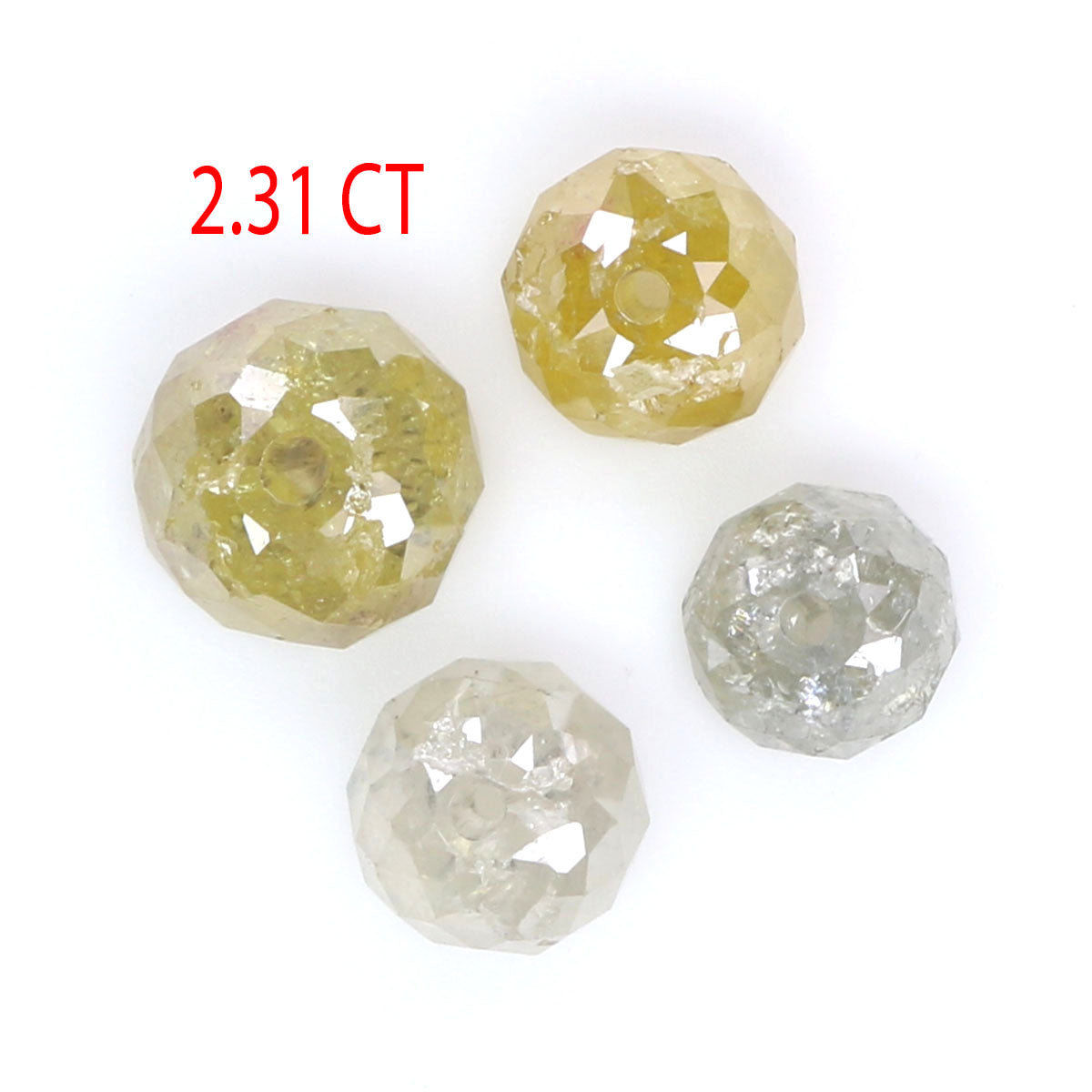 2.31 CT Natural Loose Round Bead Diamond Yellow Color Bead Cut Diamond 3.60 MM Natural Loose Gray Bead Diamond Bead Rose Cut Diamond LQB1807