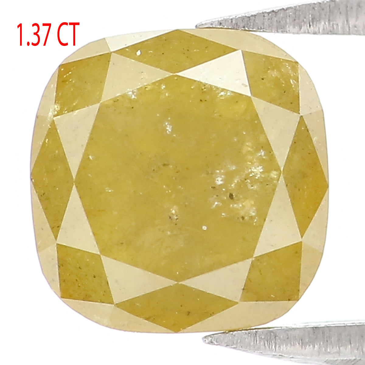 Natural Loose Cushion Yellow Color Diamond 1.37 CT 6.40 MM Cushion Shape Rose Cut Diamond KR2259