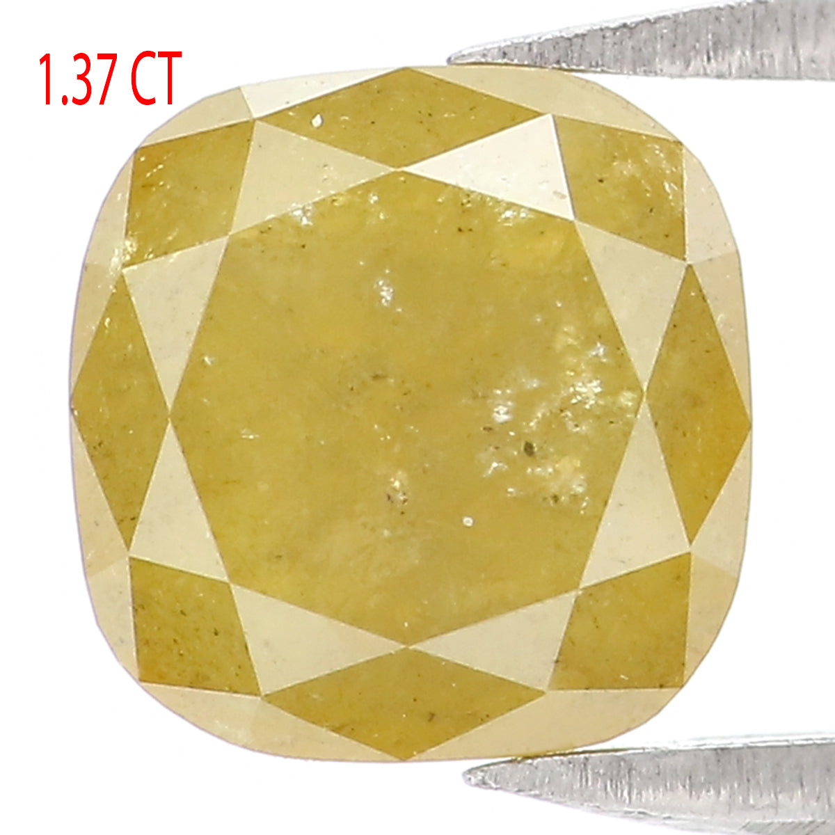 1.37 CT Natural Loose Cushion Shape Diamond Yellow Color Cushion Cut Diamond 6.40 MM Natural Yellow Diamond Cushion Rose Cut Diamond KQ2259