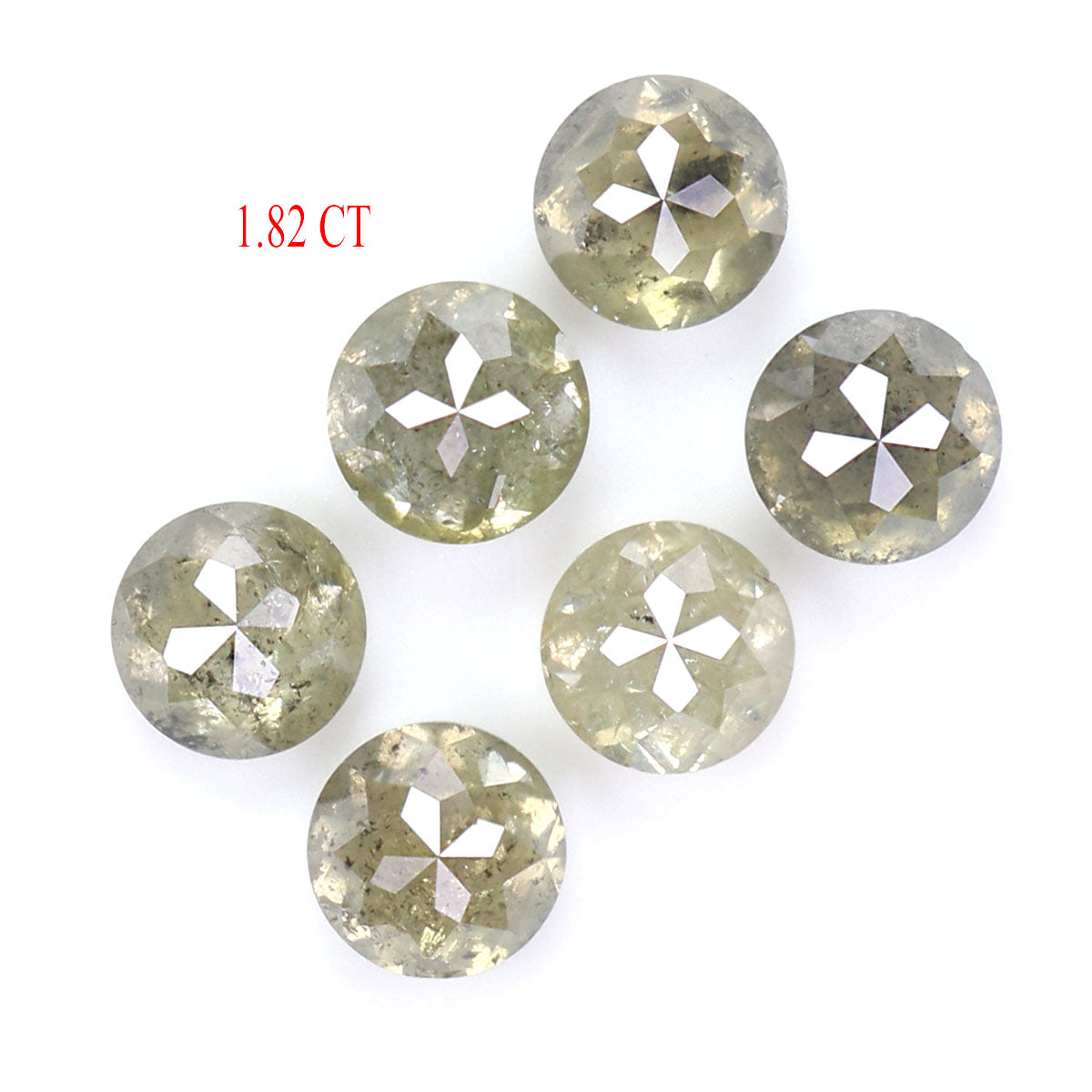 Natural Loose Rose Cut Yellow Grey Diamond Color 1.82 CT 3.80 MM Round Rose Cut Shape Diamond KDL9851