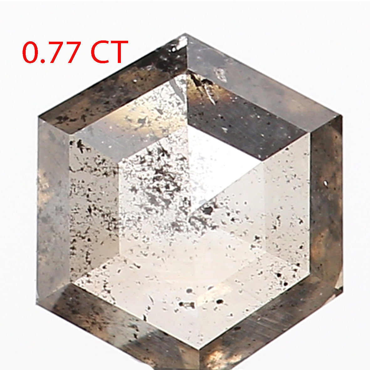 0.77 CT Natural Loose Hexagon Shape Diamond Salt And Pepper Hexagon Shape Diamond 5.95 MM Black Grey Color Hexagon Rose Cut Diamond QL9543