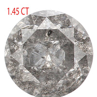 1.45 Ct Natural Loose Diamond, Round Brilliant Cut, Salt Pepper Diamond, Black Diamond, Gray Diamond, Rustic Diamond, Round Diamond KDL013