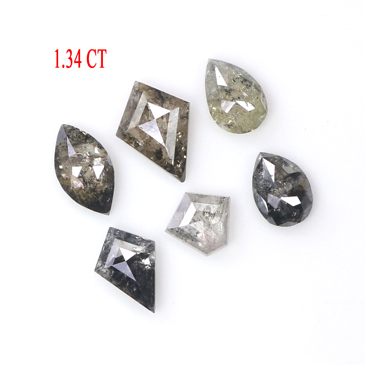 Natural Loose Mix Shape Salt And Pepper Diamond Black Grey Color 1.34 CT 3.79 MM Mix Shape Rose Cut Diamond KDL2081