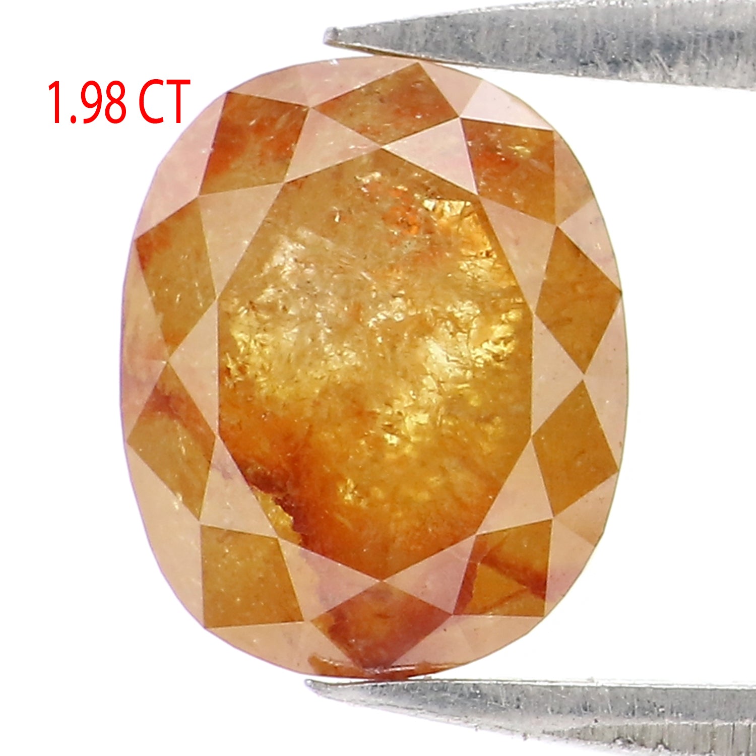 Natural Loose Oval Yellow Brown Color Diamond 1.98 CT 7.87 MM Oval Shape Rose Cut Diamond L2695