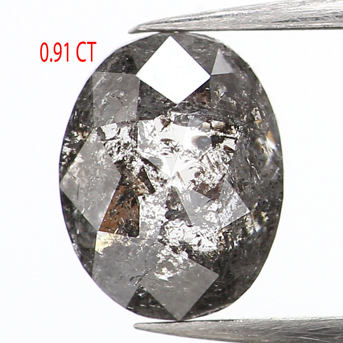 0.91 Ct Natural Loose Oval Shape Diamond Black Grey Color Diamond 6.60 MM Natural Loose Diamond Salt and Pepper Oval Shape Diamond QL665