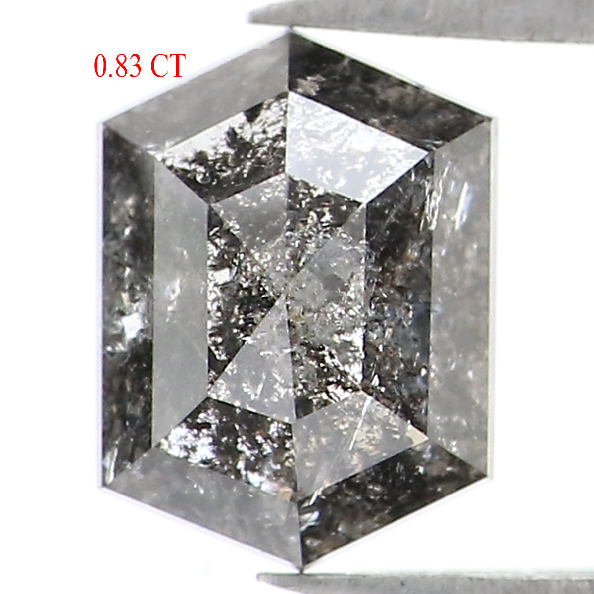 0.83 CT Natural Loose Hexagon Shape Diamond Salt And Pepper Hexagon Shape Diamond 6.50 MM Black Grey Color Hexagon Rose Cut Diamond QL1503