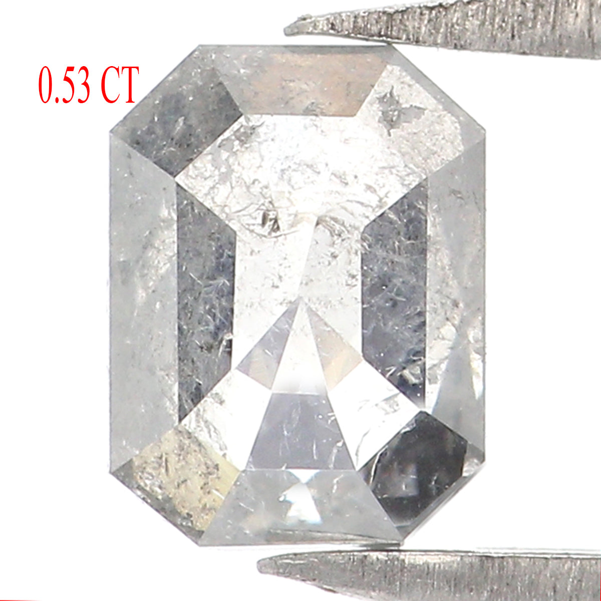 Natural Loose Emerald Salt And Pepper Diamond Black Grey Color 0.53 CT 5.50 MM Emerald Shape Rose Cut Diamond L2018