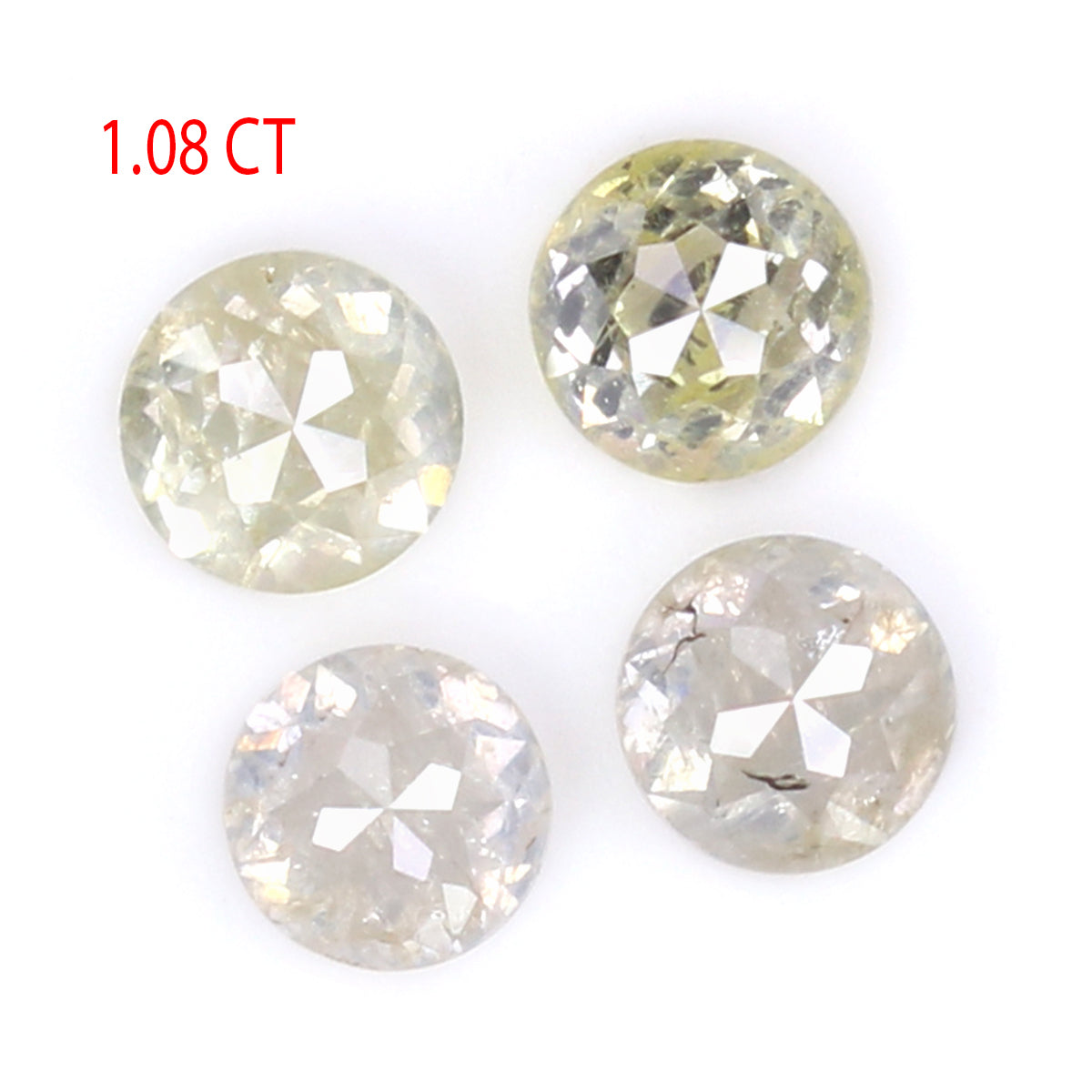 Natural Loose Round Rose Cut Yellow Grey Color Diamond 1.08 CT 3.55 MM Round Rose Cut Diamond L1012