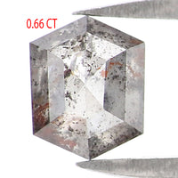 Natural Loose Hexagon Salt And Pepper Diamond Black Grey Color 0.66 CT 5.78 MM Hexagon Shape Rose Cut Diamond L2563