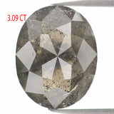 Natural Loose Oval Salt And Pepper Diamond Black Grey Color 3.09 CT 9.90 MM Oval Shape Rose Cut Diamond KDL1145