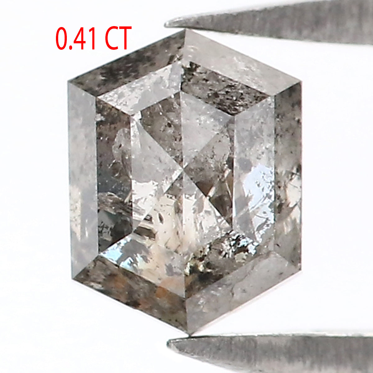 0.41 CT Natural Loose Hexagon Shape Diamond Salt And Pepper Hexagon Diamond 4.90 MM Natural Black Grey Color Hexagon Rose Cut Diamond KQ2586
