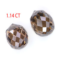 Natural Loose briolette Brown Color Diamond 1.14 CT 4.55 MM Drop Shape Rose Cut Diamond KDL144