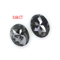 Natural Loose Oval Salt And Pepper Diamond Black Grey Color 0.66 CT 4.96 MM Oval Shape Rose Cut Diamond KDL2545