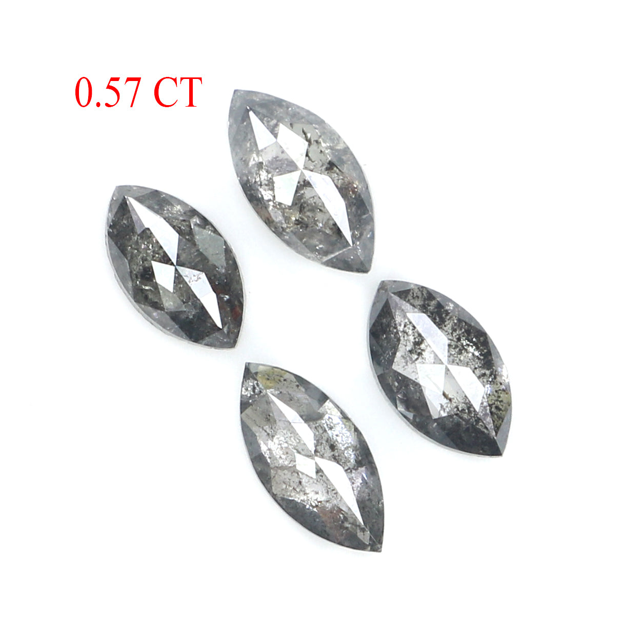 0.57 CT Natural Loose Marquise Shape Diamond Salt And Pepper Marquise Cut Diamond 5.10 MM Black Grey Color Marquise Rose Cut Diamond LQ2760
