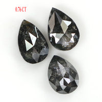 Natural Loose Pear Salt And Pepper Diamond Black Grey Color 0.76 CT 4.65 MM Pear Shape Rose Cut Diamond KDL1980