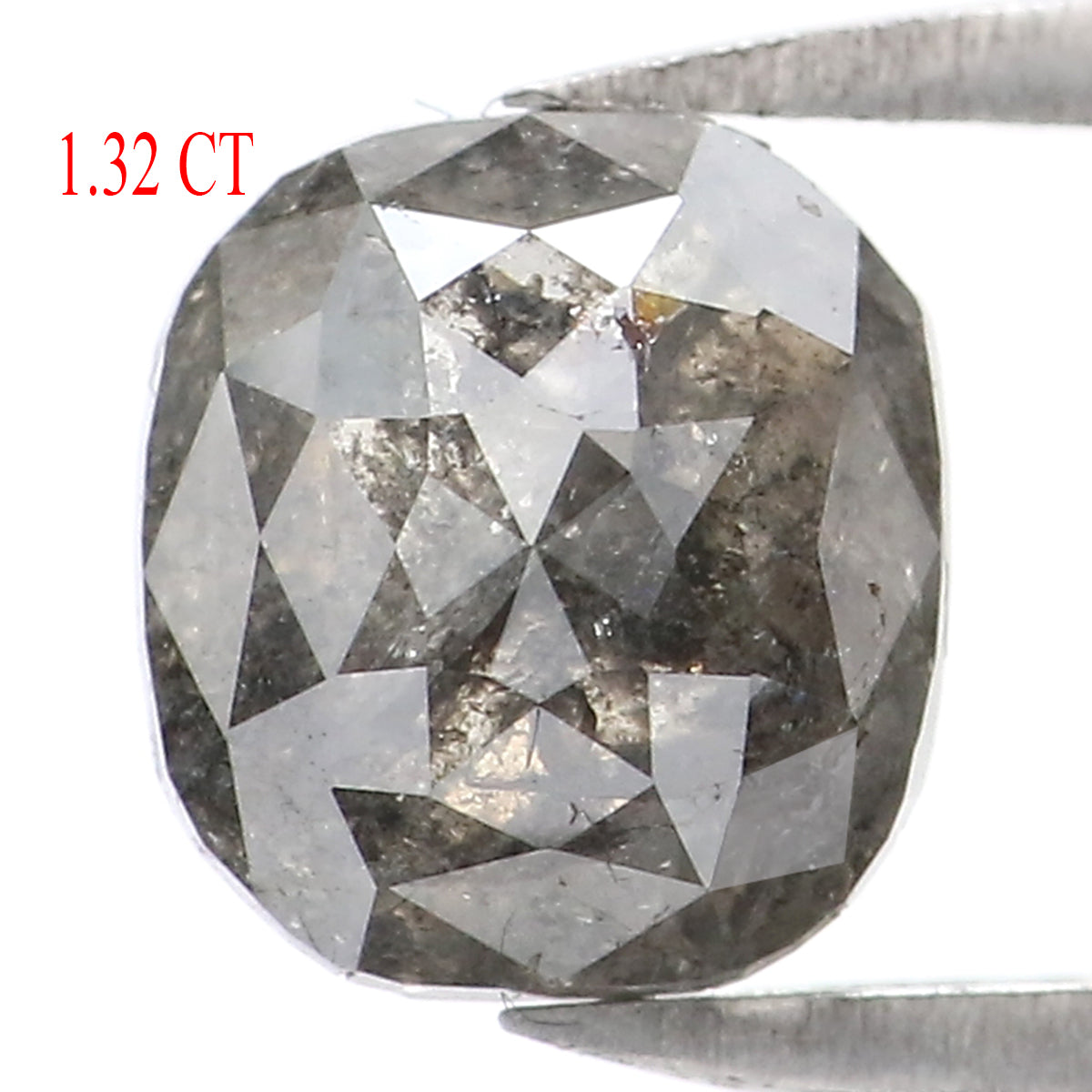 1.32 CT Natural Loose Cushion Shape Diamond Salt And Pepper Cushion Cut Diamond 6.40 MM Natural Black Grey Cushion Rose Cut Diamond LQ8793