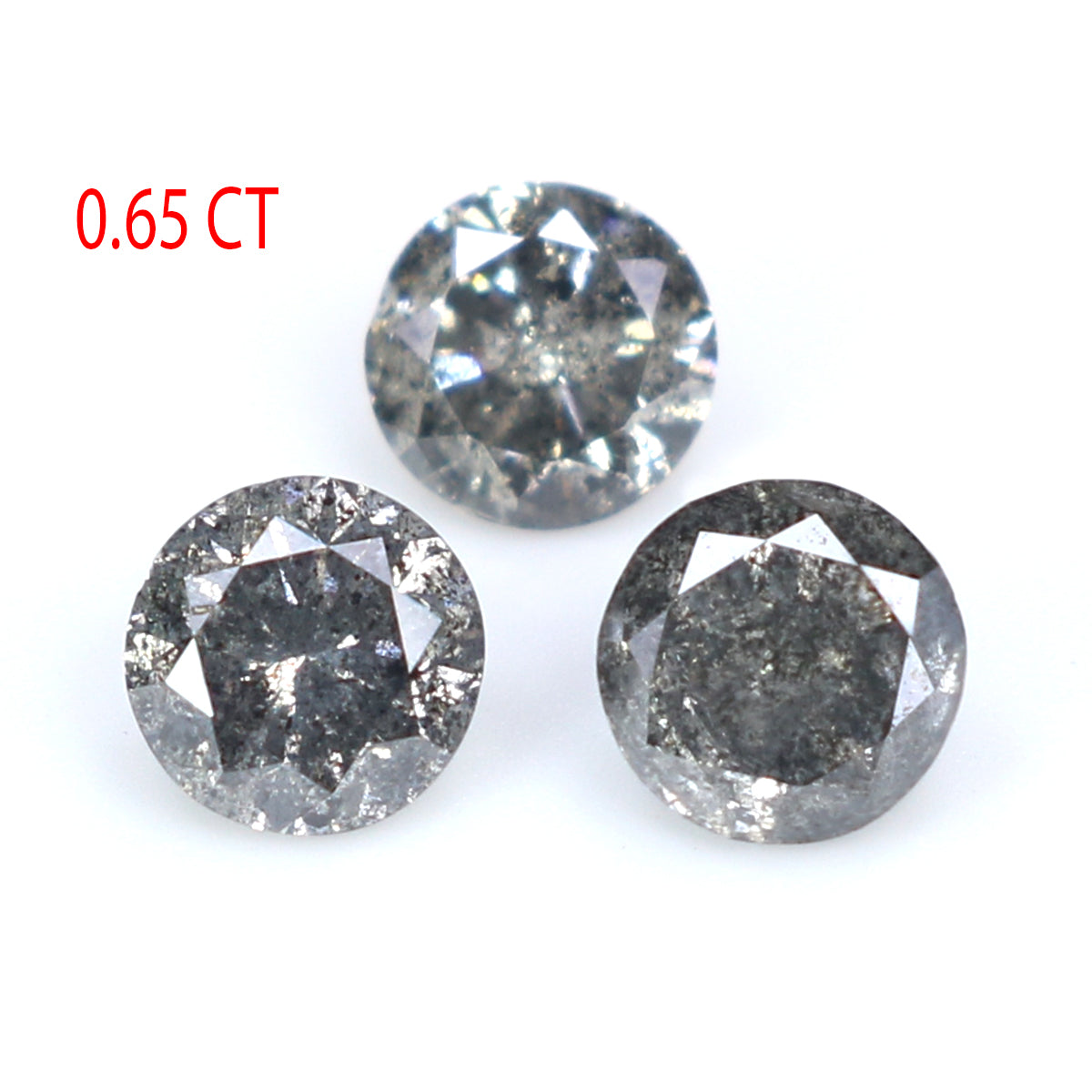Natural Loose Round Salt And Pepper Diamond Black Grey Color 0.65 CT 3.60 MM Round Brilliant Cut Diamond L9080