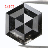 Natural Loose Hexagon Salt And Pepper Diamond Black Grey Color 2.45 CT 9.25 MM Hexagon Shape Rose Cut Diamond KDL1092