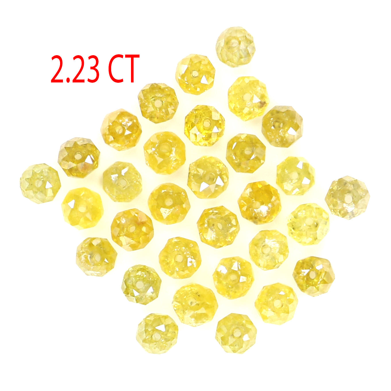 Natural Loose Bead Yellow Color Diamond 2.23 CT 2.10 MM Bead Shape Rose Cut Diamond L1705