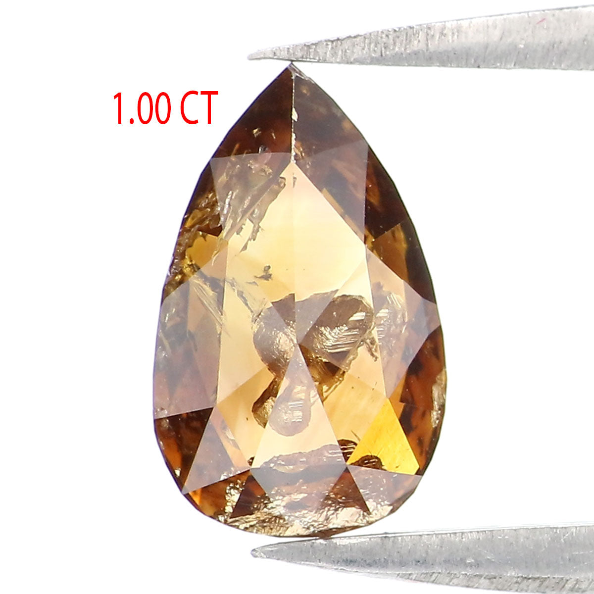 1.00 CT Natural Loose Pear Shape Diamond Brown Champagne Color Pear Cut Diamond 8.80 MM Natural Brown Diamond Pear Rose Cut Diamond LQ6177