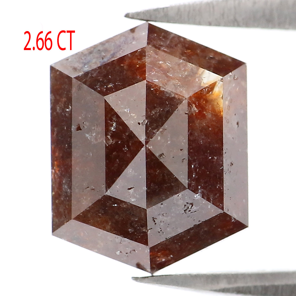 2.66 CT Natural Loose Hexagon Shape Diamond Brown Color Hexagon Cut Diamond 9.40 MM Natural Brown Color Hexagon Rose Cut Diamond LQ2186