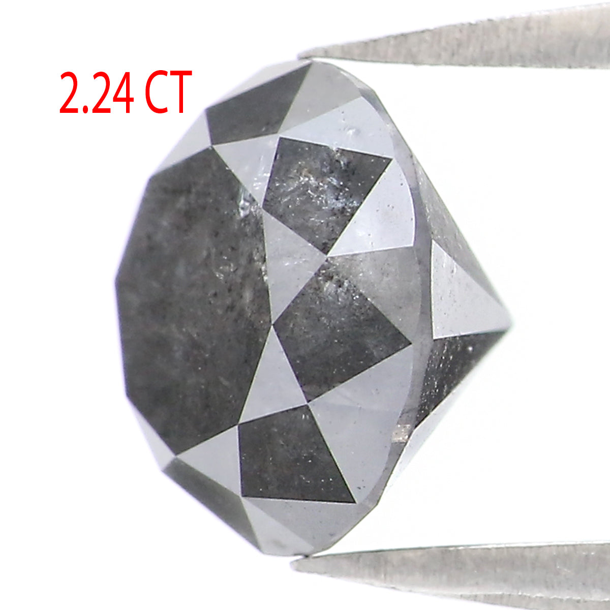 Natural Loose Round Salt And Pepper Diamond Black Grey Color 2.24 CT 7.71 MM Round Brilliant Cut Diamond L2352