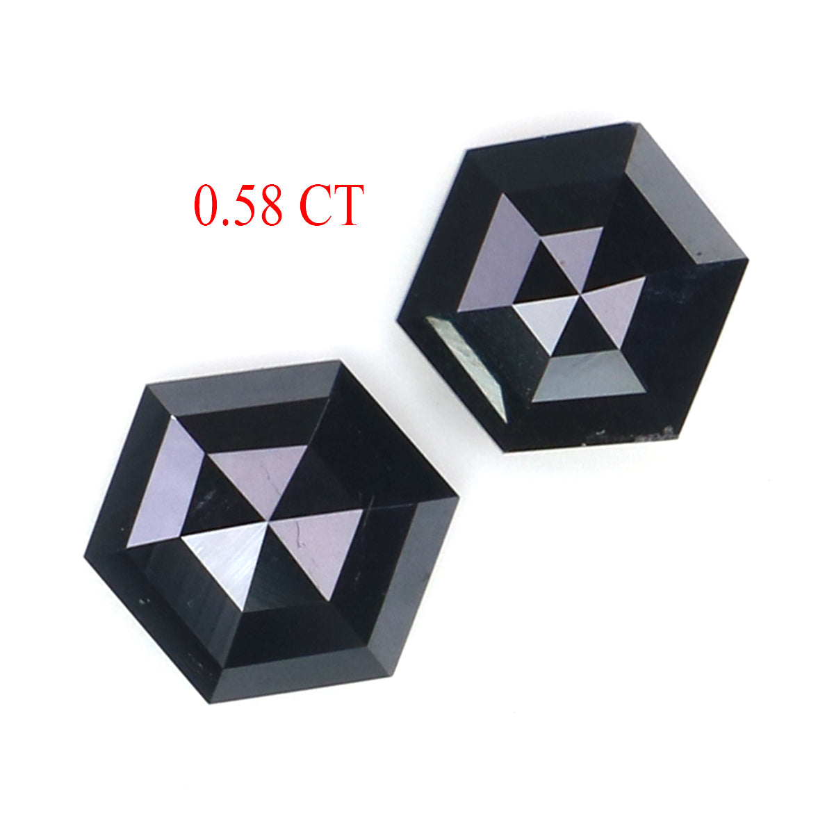 0.58 CT Natural Loose Hexagon Cut Pair Diamond Black Hexagon Cut Diamond 5.05 MM Natural Loose Black Color Hexagon Rose Cut Diamond QK2629