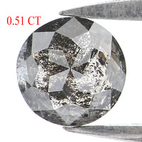 Natural Loose Round Rose Cut Diamond, Salt And Pepper Round Diamond, Natural Loose Diamond, Rose Cut Diamond, 0.51 CT Round Shape KDL2778