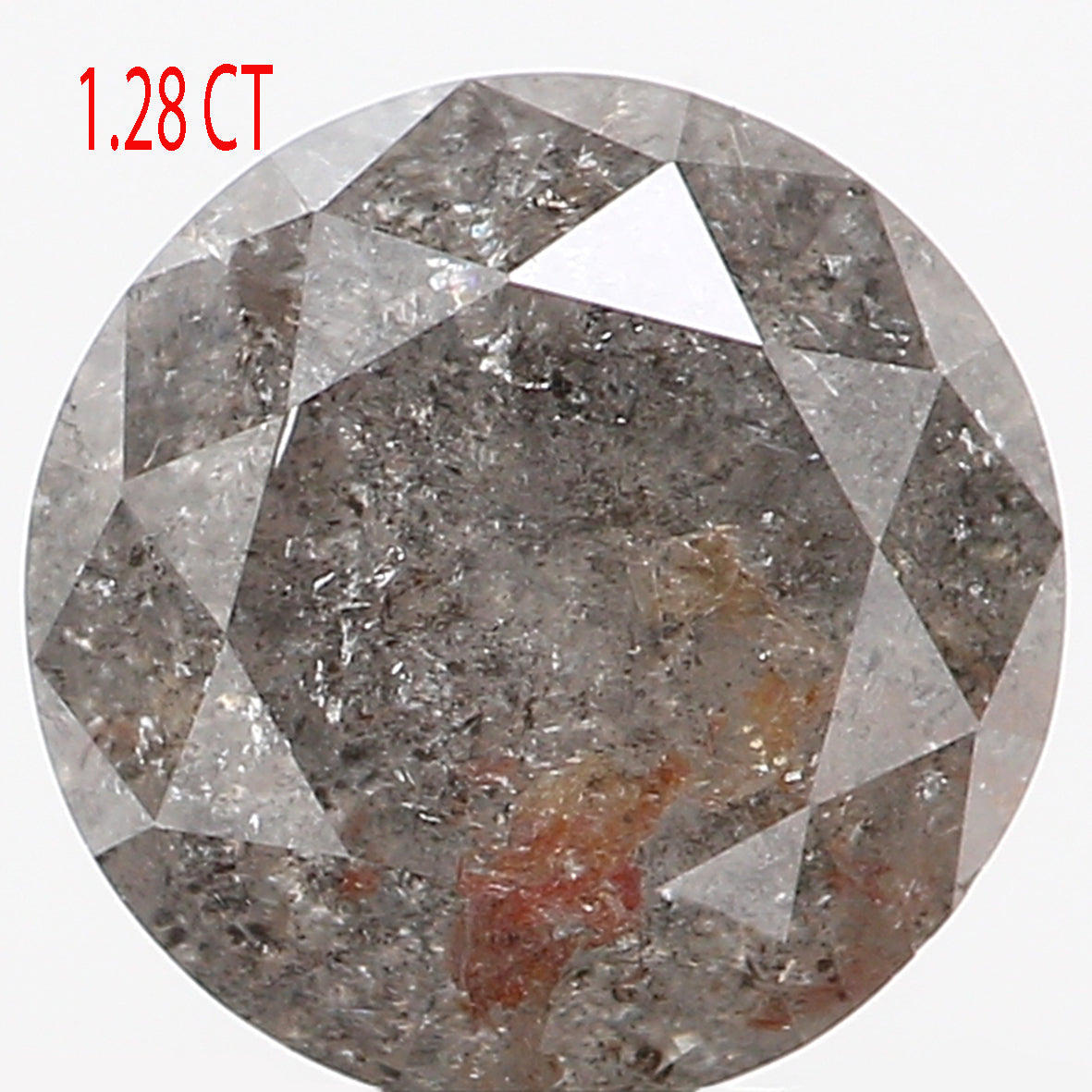 1.28 Ct Natural Loose Diamond, Grey Diamond, Round Diamond, Round Brilliant Cut Diamond, Sparkling Diamond, Rustic Diamond L443