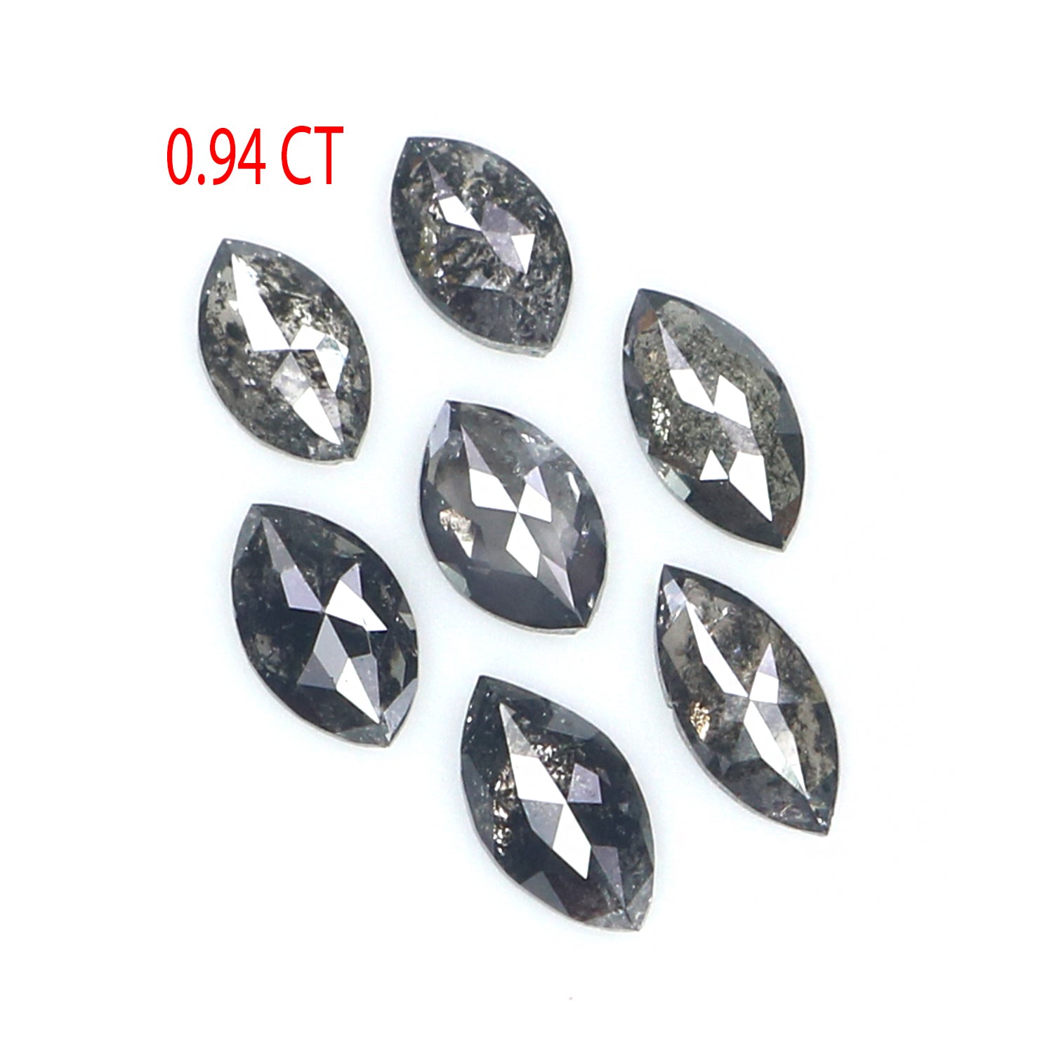 Natural Loose Marquise Salt And Pepper Diamond Black Grey Color 0.94 CT 4.42 MM Marquise Shape Rose Cut Diamond KDL2669